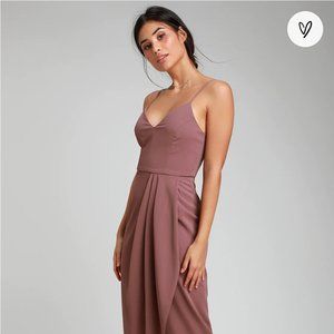Lulu's Reinette Mauve Purple Midi Bridesmaid Dress